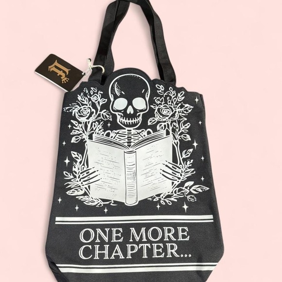 Loungefly Handbags - Loungefly BAM Exclusive "One more Chapter" skeleton book tote bag- Sold Out
